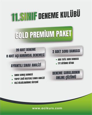 11.SINIF DENEME KULÜBÜ GOLD PREMİUM PAKET 